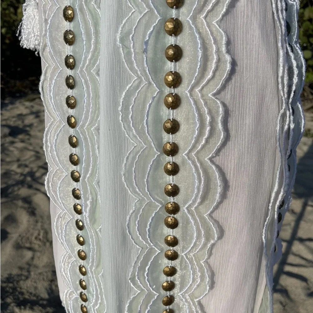 Manoush Dress Knit Crotchet Top Sleeveless Scoop Neck Silk Chiffon Skirt S - Picture 7 of 7